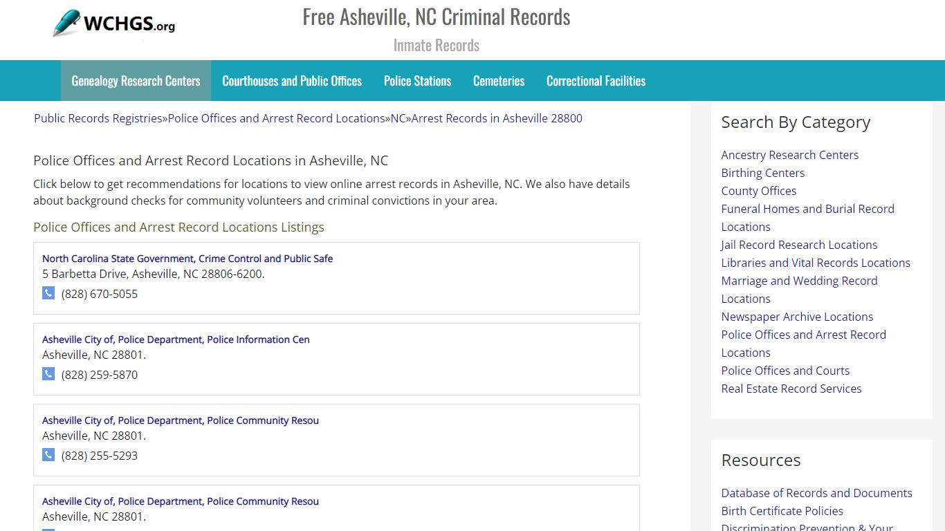 Free Asheville, NC Criminal Records - Inmate Records